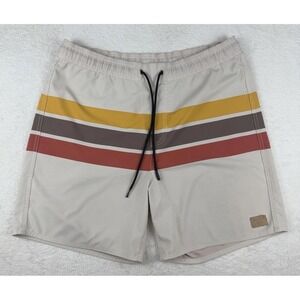 Brixton Men Swimwear Beige Board Shorts Outdoor Beach Surf Drawstring Sz M